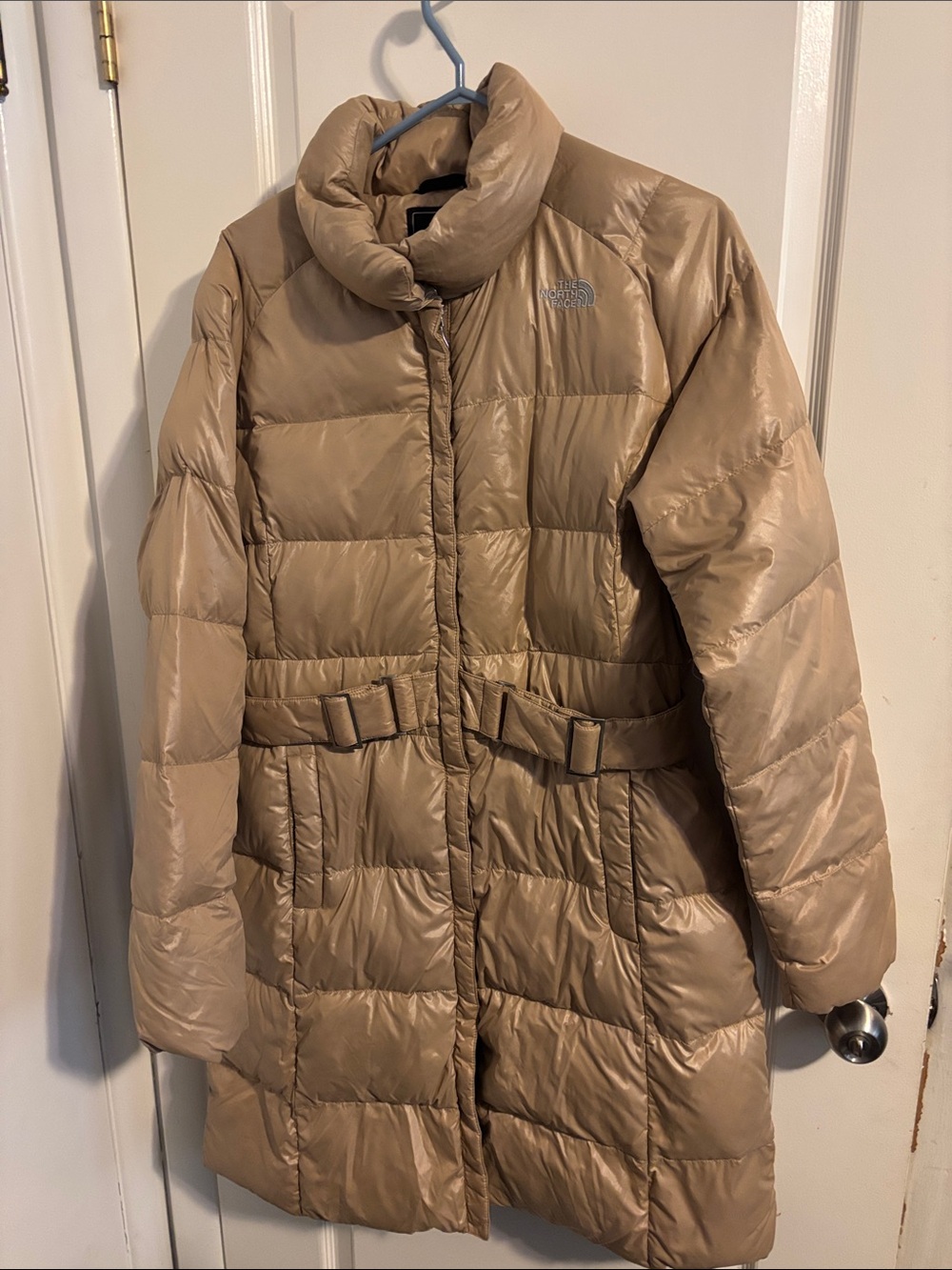 The North Face Women's Taupe Quilted Belted Puffer Coat